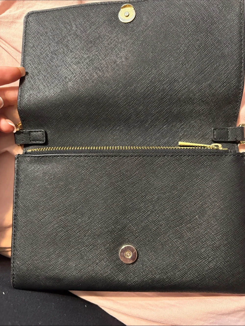 Tory Burch Black Leather Crossbody with Gold Chain Strap